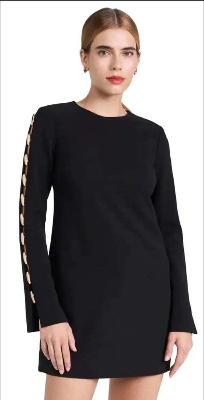 NWT Simkhai Joisian Mini Dress Black Gold Button Sleeve Designer Cocktail $695